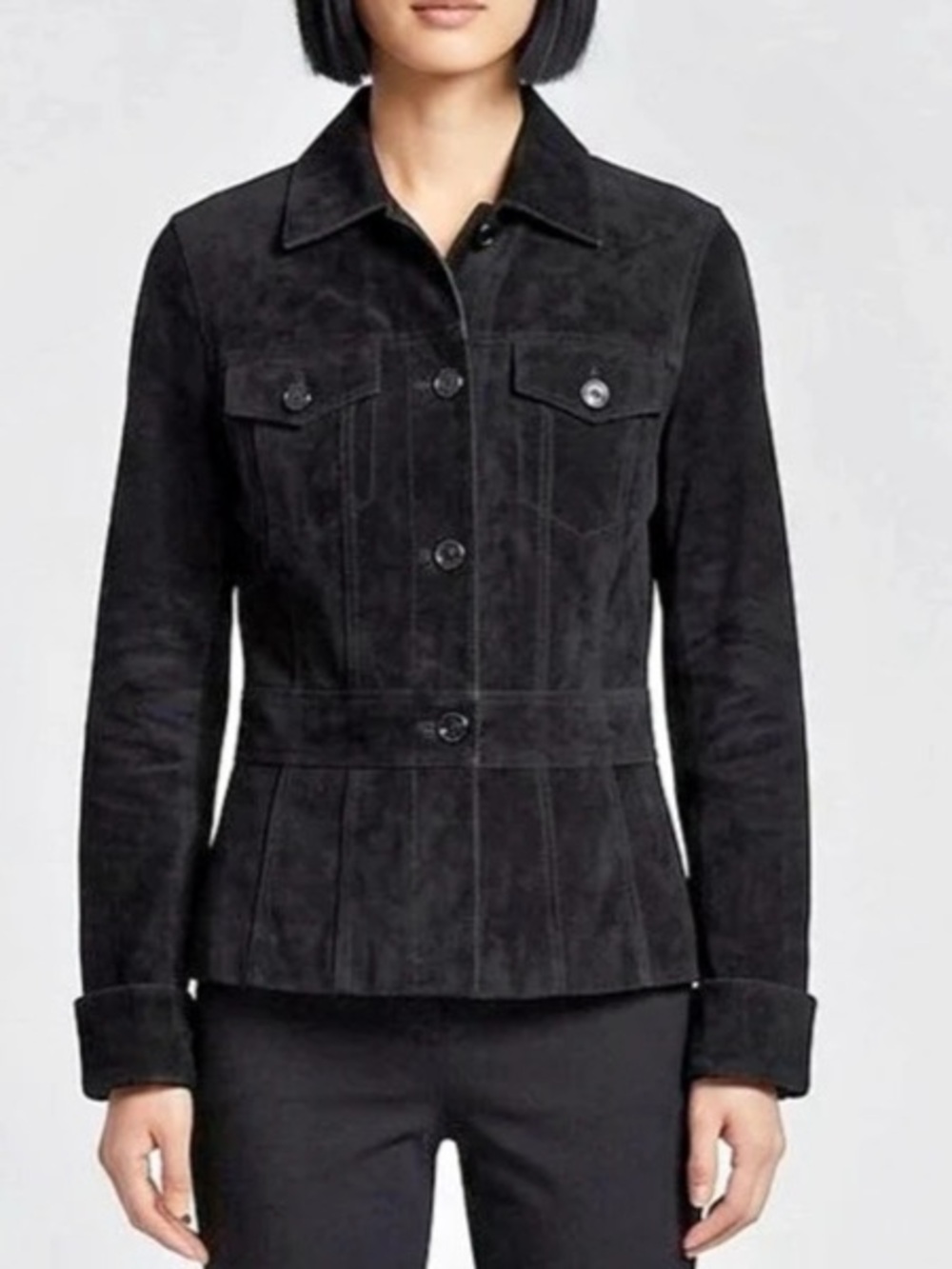 Theory black suede leather jacket women’s small